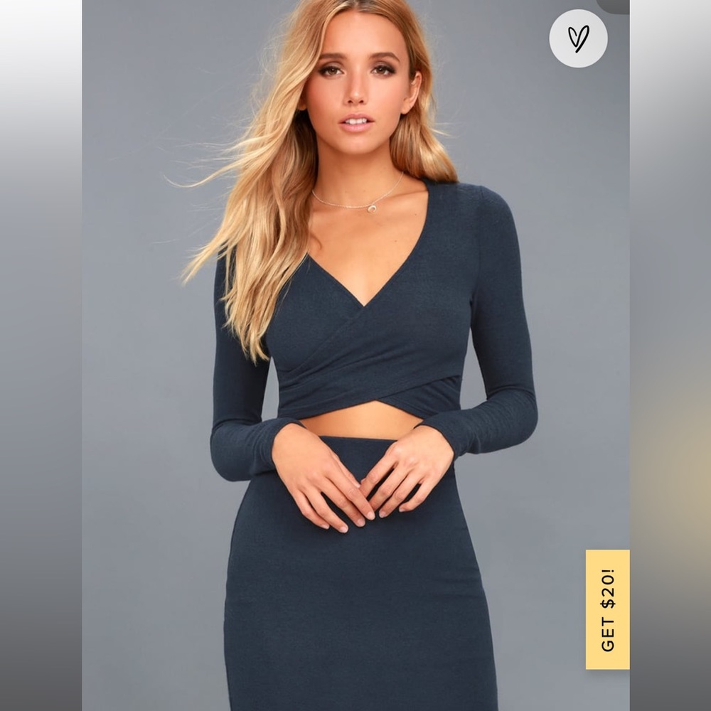 NWOT FULL SET Lulus Arabesque Navy Blue Two-Piece Dress